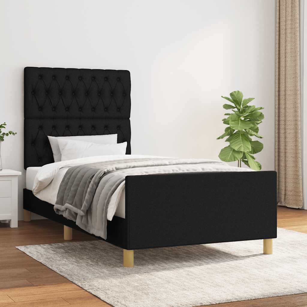 Sängram utan madrass svart 90x190cm tyg