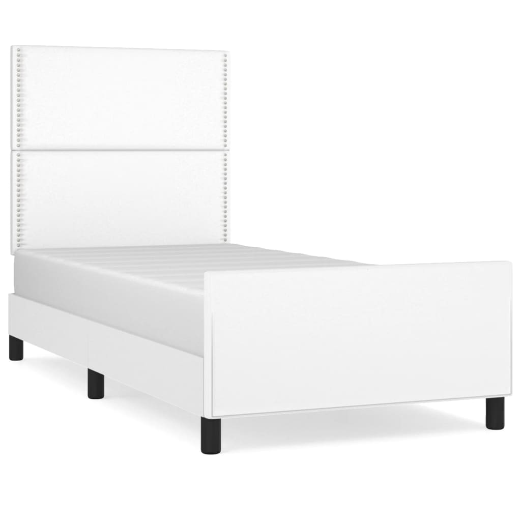 Sängram med huvudgavel vit 100x200 cm konstläder