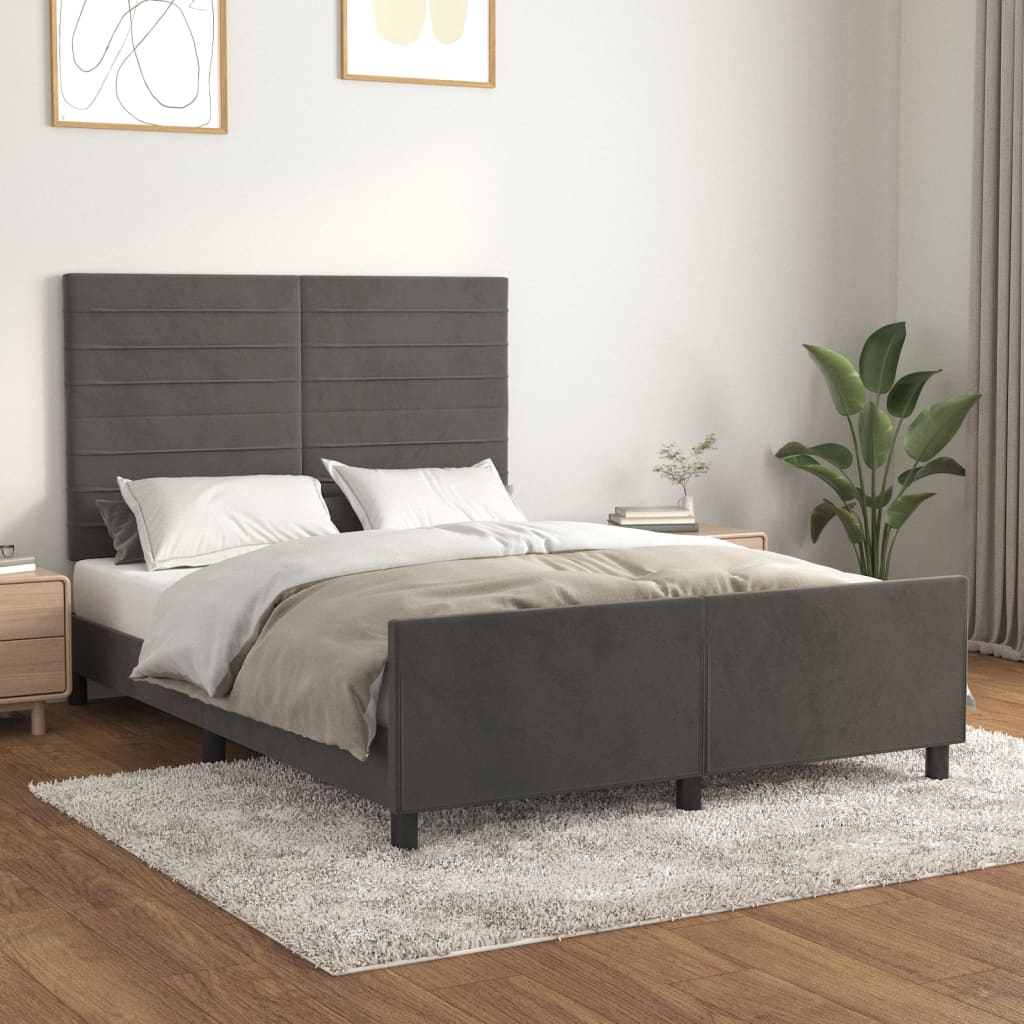 Sängram utan madrass mörkgrå 140x190 cm sammet