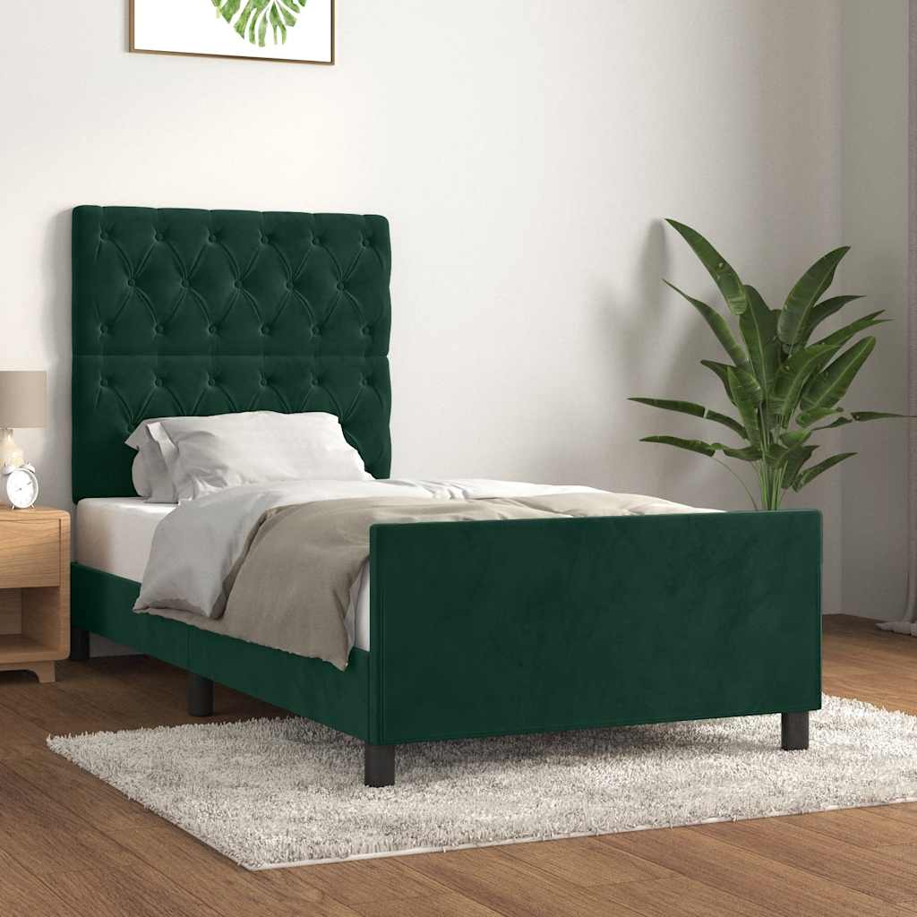 Sängram utan madrass mörkgrön 80x200 cm sammet