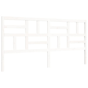 Sängram med huvudgavel vit 200x200 cm massivt trä