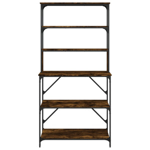 Kökshylla 6 hyllplan rökfärgad ek 90x40x180 cm konstruerat trä