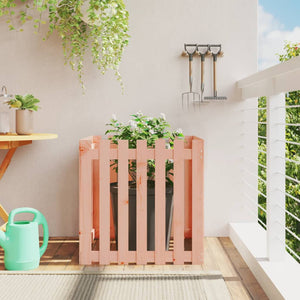 Odlingslåda med staket-design 70x70x70 cm massivt douglasträ