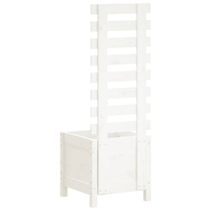 Odlingslåda med spaljé vit 39x39,5x114 cm massiv furu