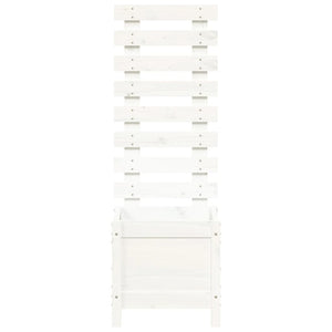 Odlingslåda med spaljé vit 39x39,5x114 cm massiv furu