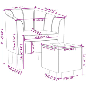Fåtölj med fotpall vit konstläder