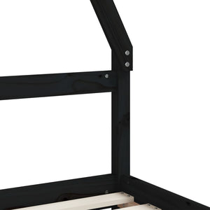 Sängram för barnsäng m. lådor svart 90x200 cm massiv furu