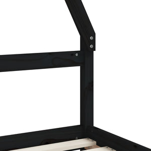 Sängram med lådor för barn svart 90x190 cm massiv furu