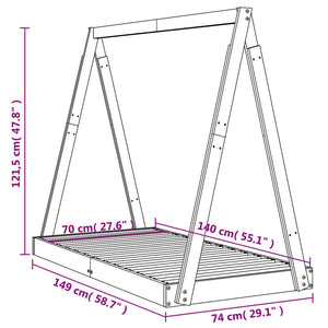Sängram för barnsäng vit 70x140 cm massiv furu