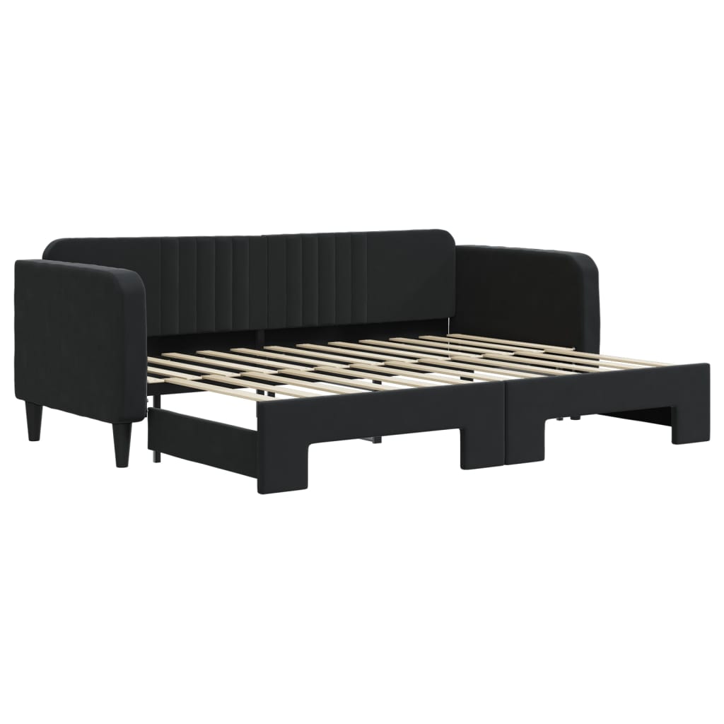 Dagbädd utdragbar svart 80x200 cm sammet