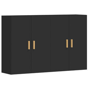 Väggmonterade skåp 2 st svart konstruerat trä