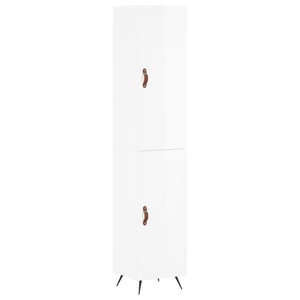 Högskåp vit högglans 34,5x34x180 cm konstruerat trä