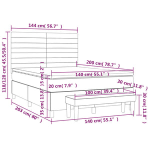 Ramsäng med madrass mörkgrå 140x200 cm tyg