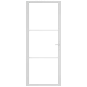 Innerdörr 83x201,5 cm vit ESG-glas och aluminium
