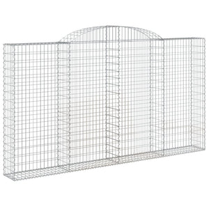 Gabioner bågformade 2 st 300x30x160/180 cm galvaniserat järn