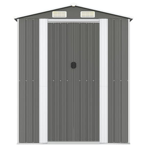 Trädgårdsskjul ljusgrå 192x357x223 cm galvaniserat stål