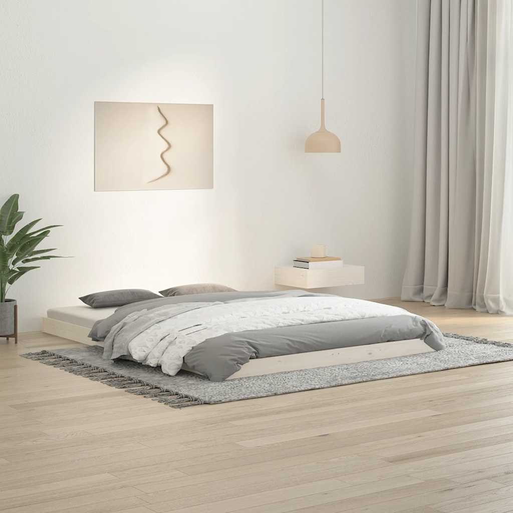 Sängram vit 135x190 cm dubbel massiv furu
