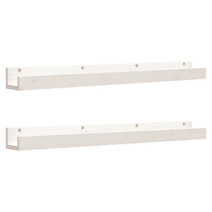 Väggskåp 2 st vit 110x12x9 cm massiv furu