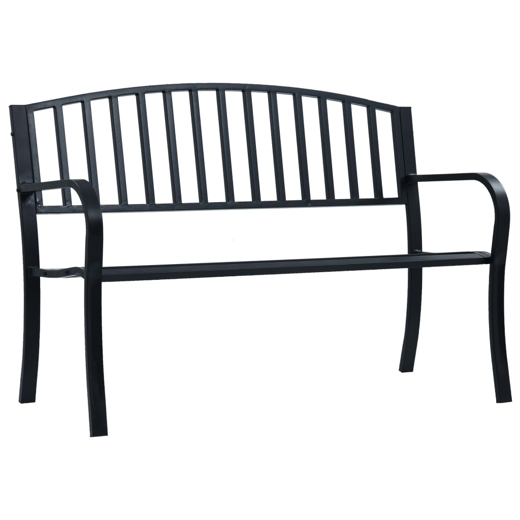 Trädgårdsbänk svart 120 cm stål