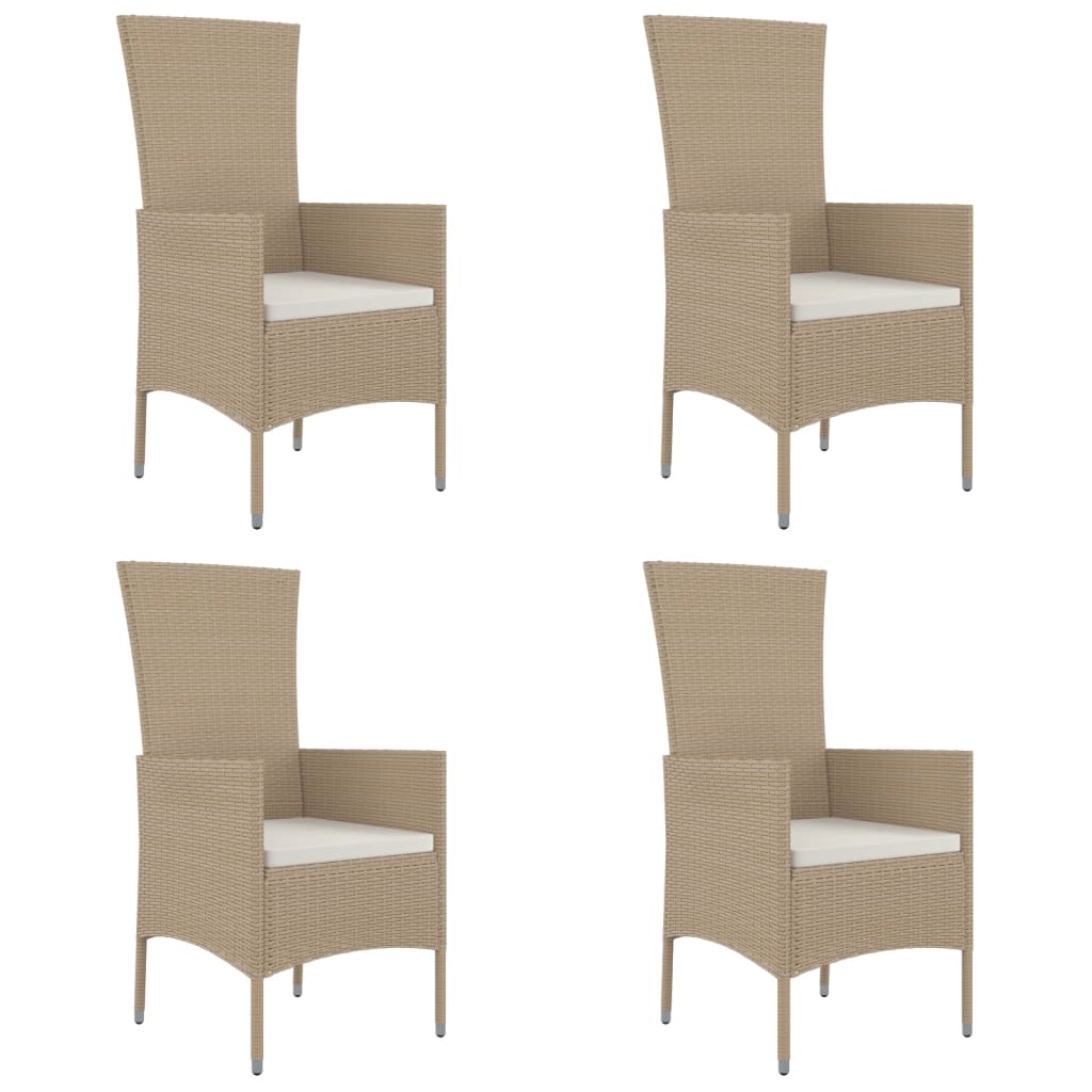 Trädgårdsstolar med dynor 4 st konstrotting beige