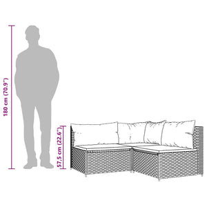 Loungegrupp med dynor 3 delar konstrottning grå