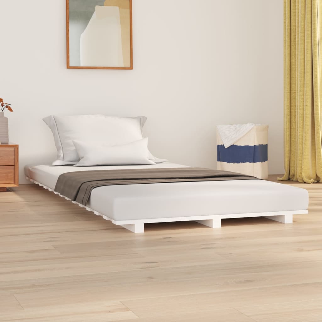 Sängram vit 90x190 cm massiv furu