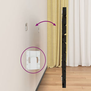 Väggmonterad huvudgavel svart 126x3x63 cm massiv furu