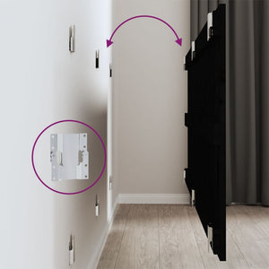 Väggmonterad huvudgavel svart 166x3x60 cm massiv furu