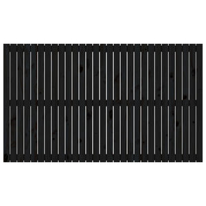 Väggmonterad huvudgavel svart 185x3x110 cm massiv furu