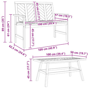 Trädgård loungemöbler 3 pcs Brun Massivt Akaciaträ