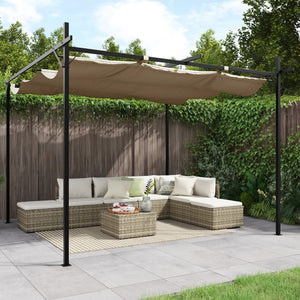 Pergola med infällbart tak taupe 295x292x230 cm