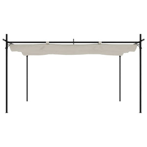 Pergola med infällbart tak gräddvit 395x292x230 cm