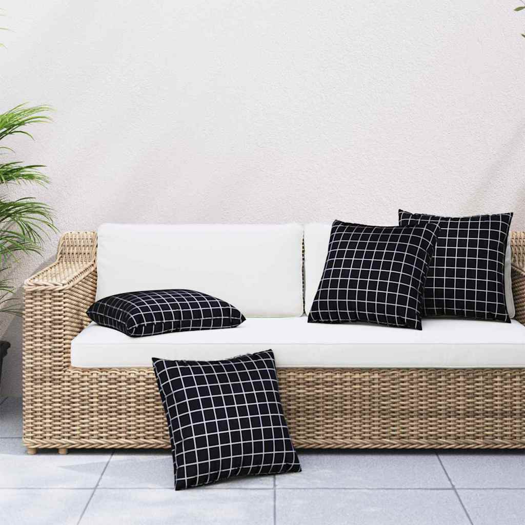 Spridda Kuddar 4 st Polyester Tyg Svart Rutigt 50 x 50 cm