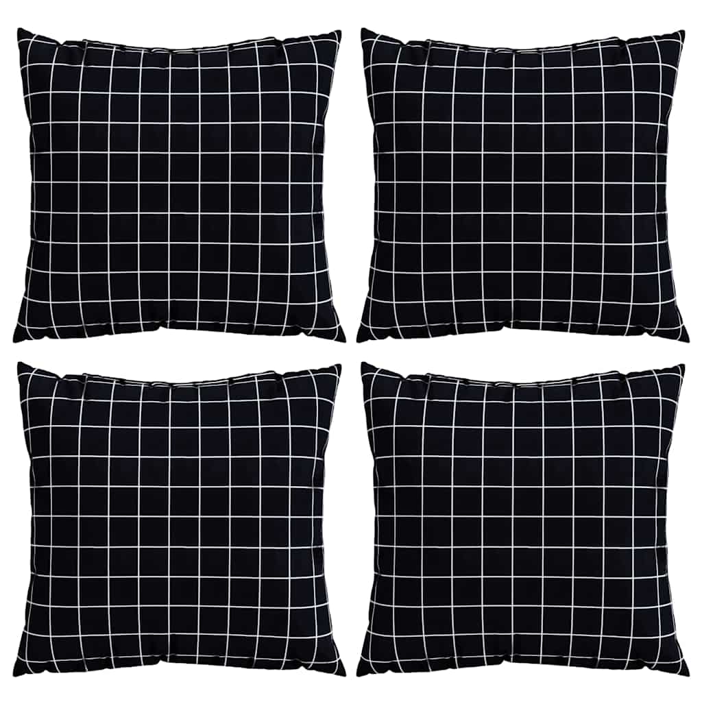 Spridda Kuddar 4 st Polyester Tyg Svart Rutigt 50 x 50 cm