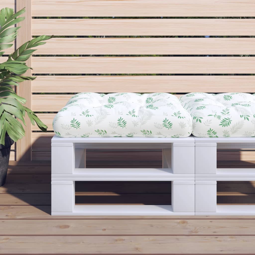 Dyna för pallsoffa bladmönster 60x61,5x10 cm Oxford-tyg