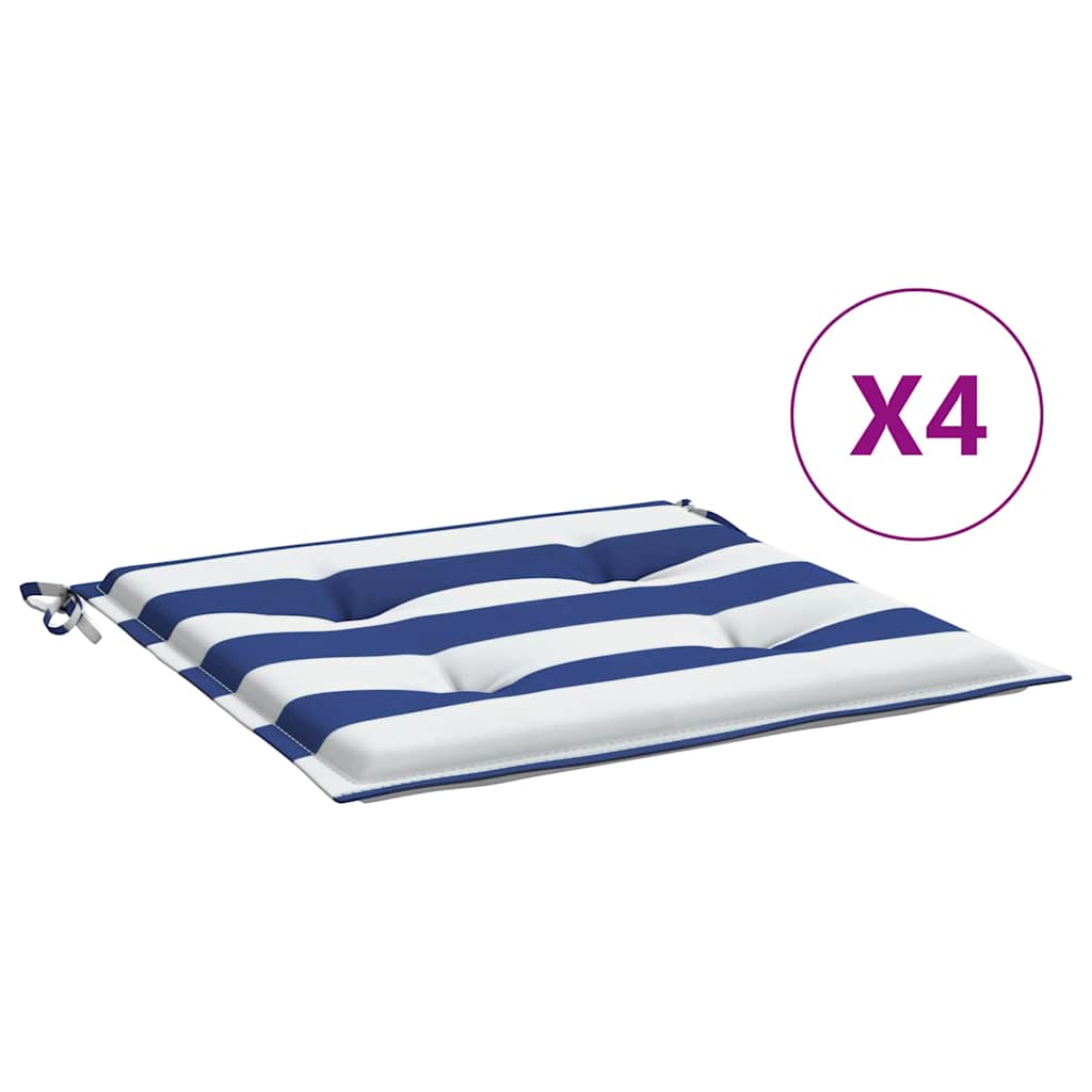 Stolsdynor 4 st blå&vit randig 50x50x3 cm tyg