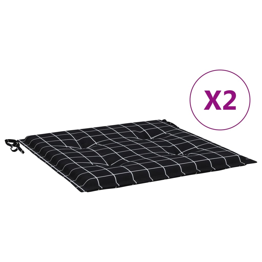Stolsdynor 2 st svartrutig 50x50x4 cm tyg