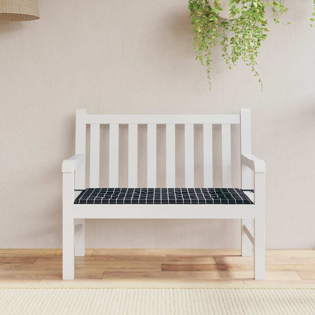 Bänkdyna för trädgården svartrutig 120x50x3 cm oxfordtyg