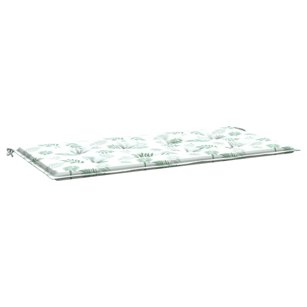 Bänkdyna för trädgården bladmönster 120x50x3 cm oxfordtyg
