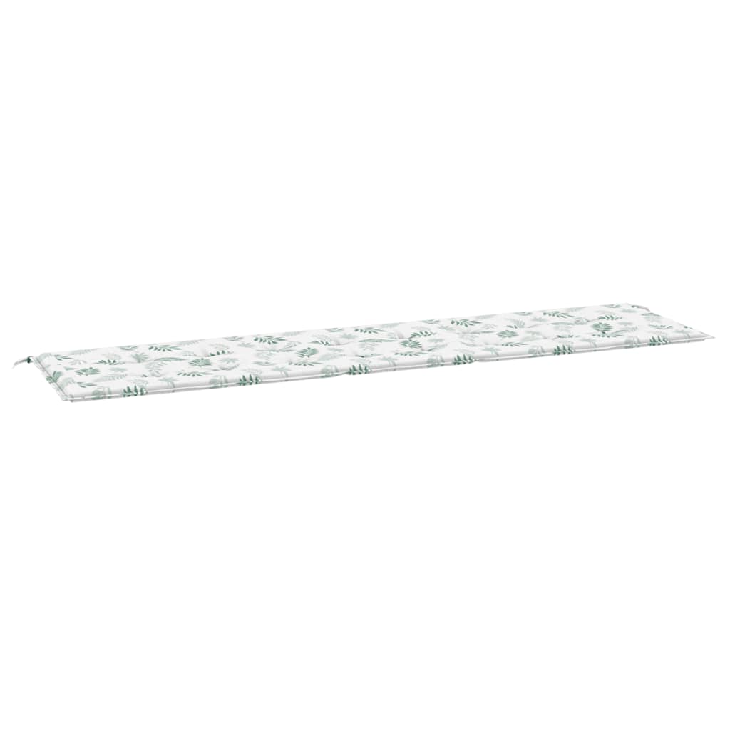 Bänkdyna för trädgården bladmönster 200x50x3 cm tyg