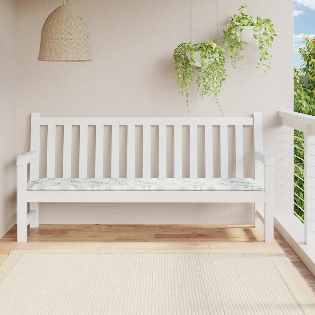 Bänkdyna för trädgården bladmönster 200x50x3 cm tyg