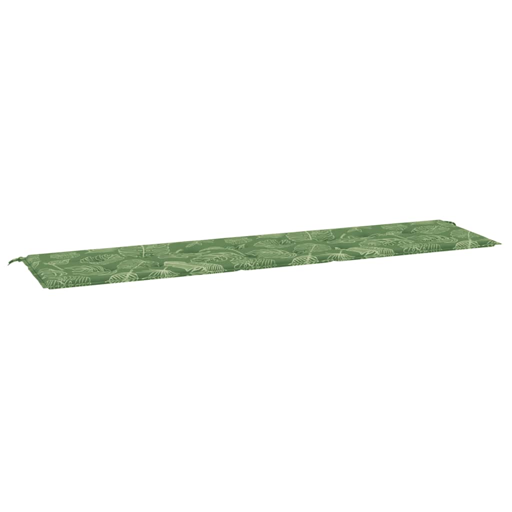 Bänkdyna för trädgården bladmönster 200x50x3 cm tyg