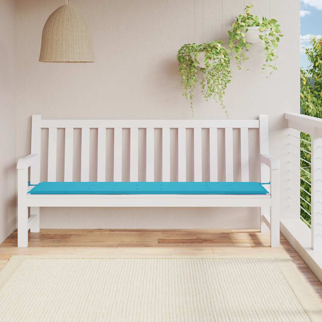 Bänkdyna för trädgården turkos 200x50x3 cm tyg
