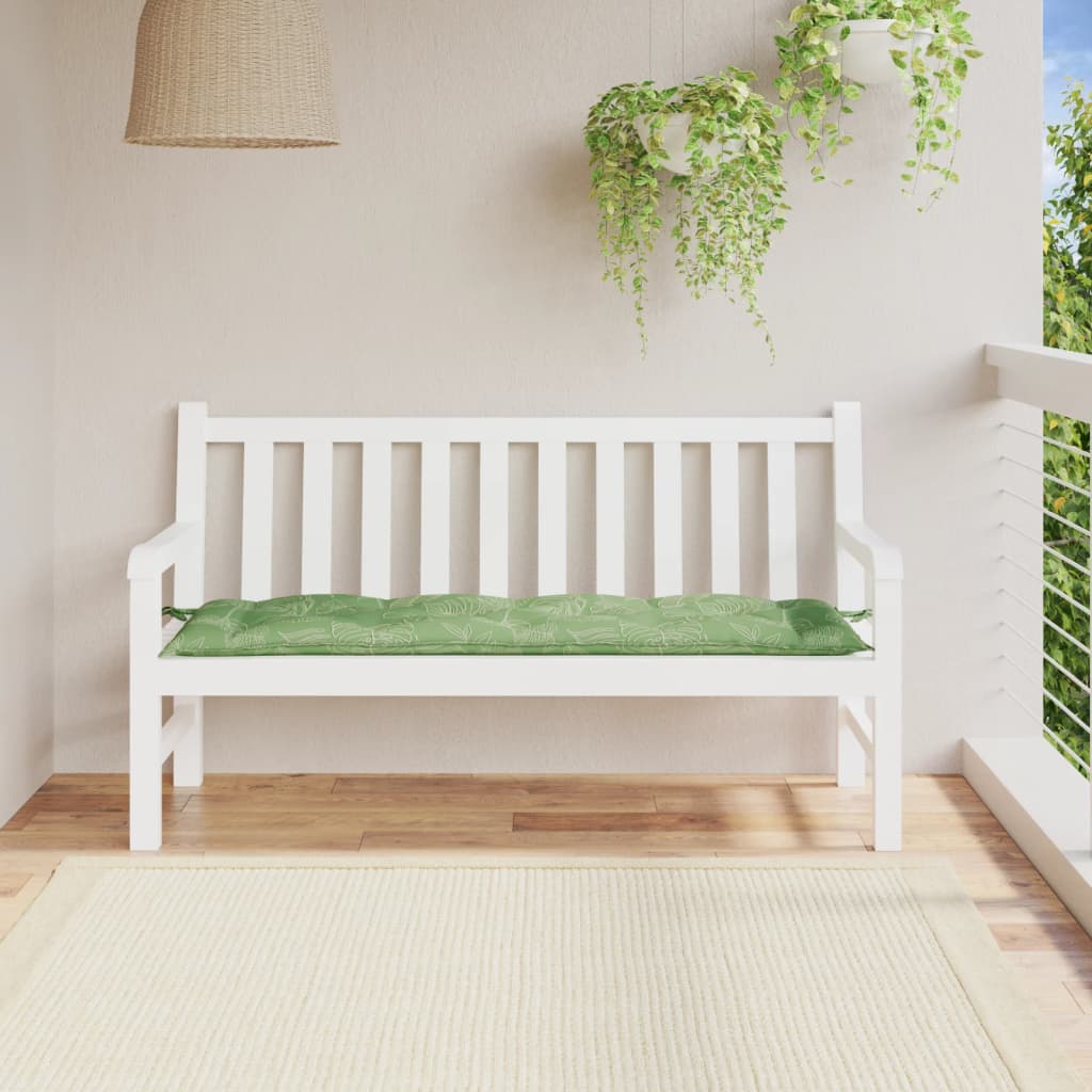 Bänkdyna för trädgården bladmönster 150x50x7 cm oxfordtyg