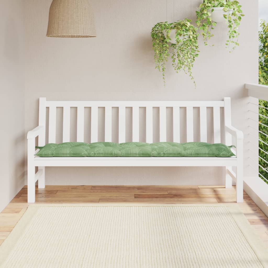 Bänkdyna för trädgården bladmönster 180x50x7 cm oxfordtyg