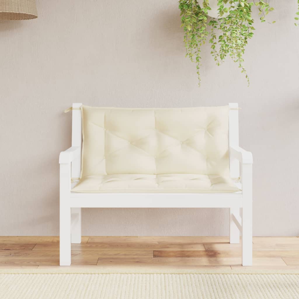 Bänkdynor för trädgården 2 st gräddvit 100x50x7 cm oxfordtyg