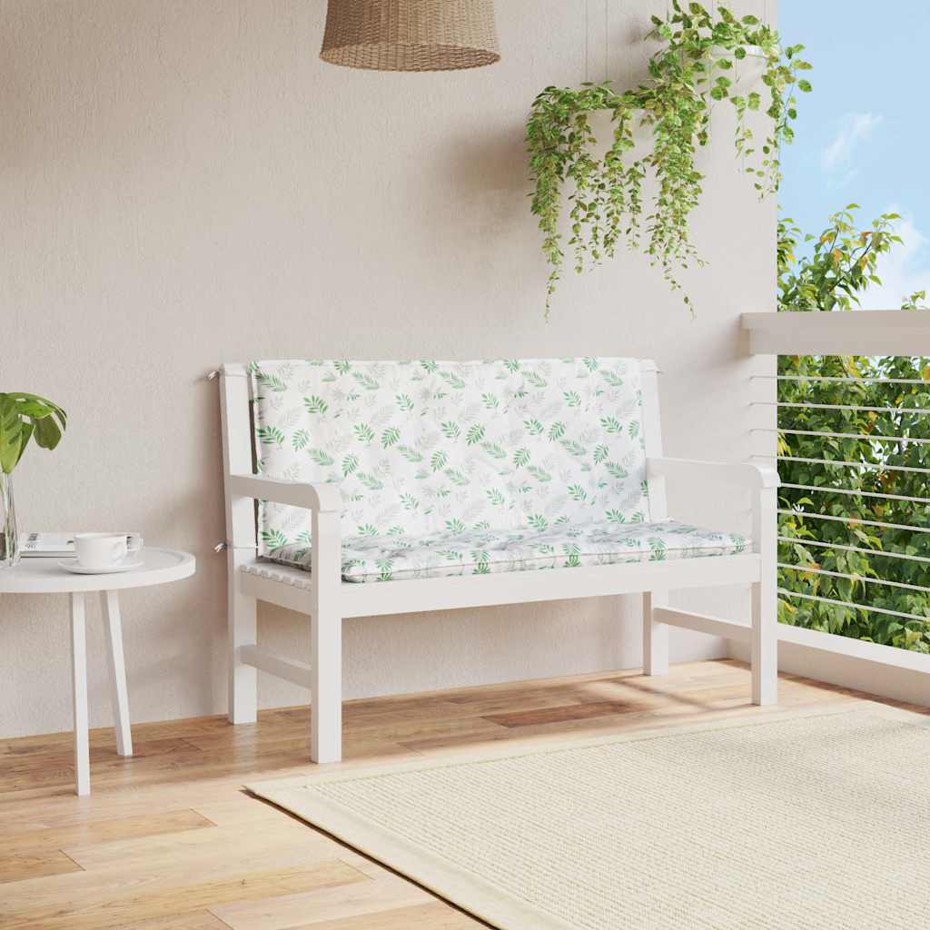 Bänkdynor 2 st bladmönster 120x50x7 cm tyg