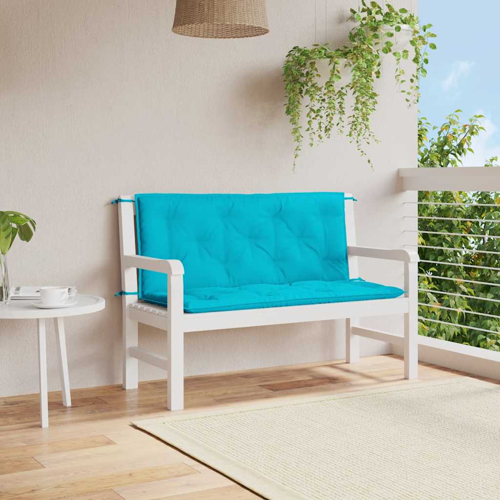 Bänkdynor 2 st turkos 120x50x7 cm tyg