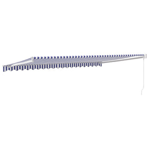 Markis infällbar blå och vit 5x3 m tyg och aluminium