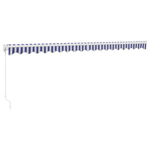 Markis infällbar blå och vit 5x3 m tyg och aluminium